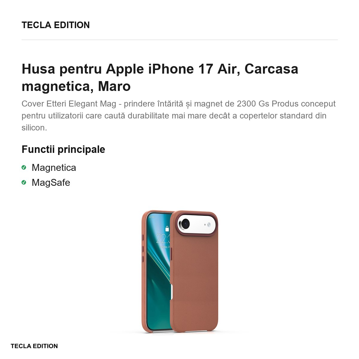 Husa pentru Apple iPhone 17 Air, Carcasa magnetica, Maro [4]
