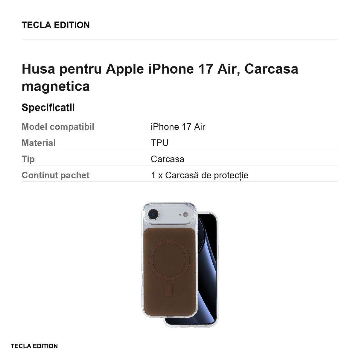 Husa pentru Apple iPhone 17 Air, Carcasa magnetica, Maro [3]