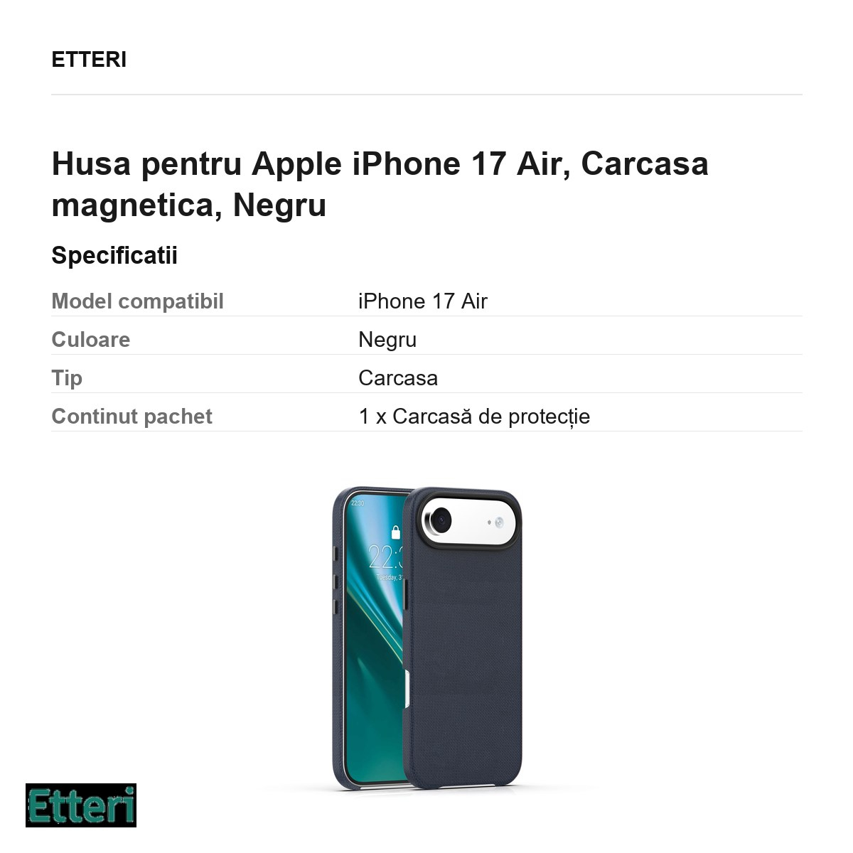 Husa pentru Apple iPhone 17 Air, Carcasa magnetica, Negru [6]