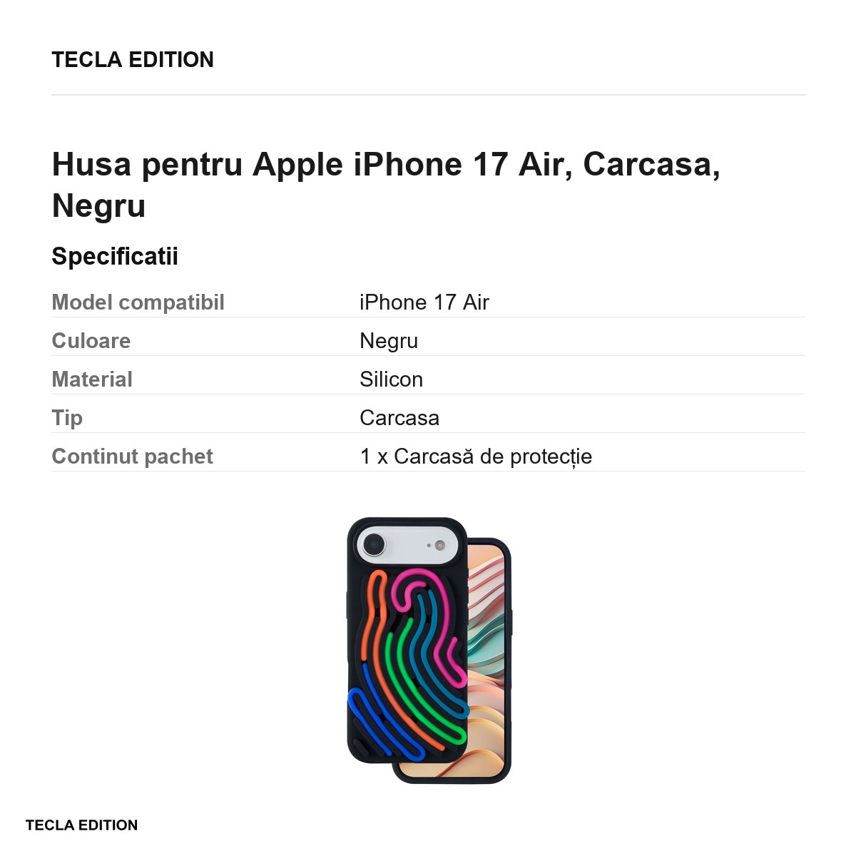 Husa pentru Apple iPhone 17 Air, Carcasa, Negru [3]