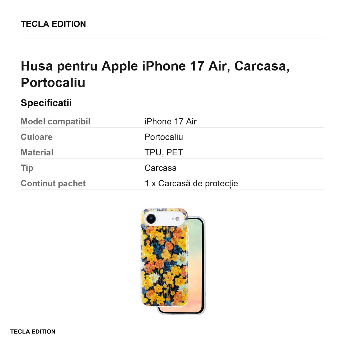 Husa pentru Apple iPhone 17 Air, Carcasa, Portocaliu [3]