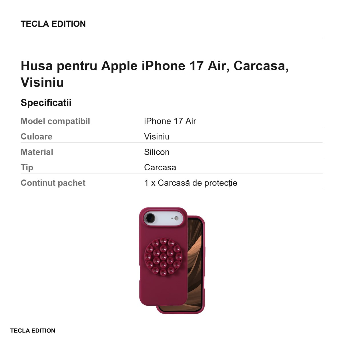 Husa pentru Apple iPhone 17 Air, Carcasa, Visiniu [3]