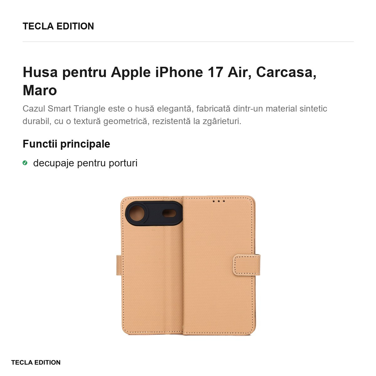 Husa pentru Apple iPhone 17 Air, tip carte, Maro [2]