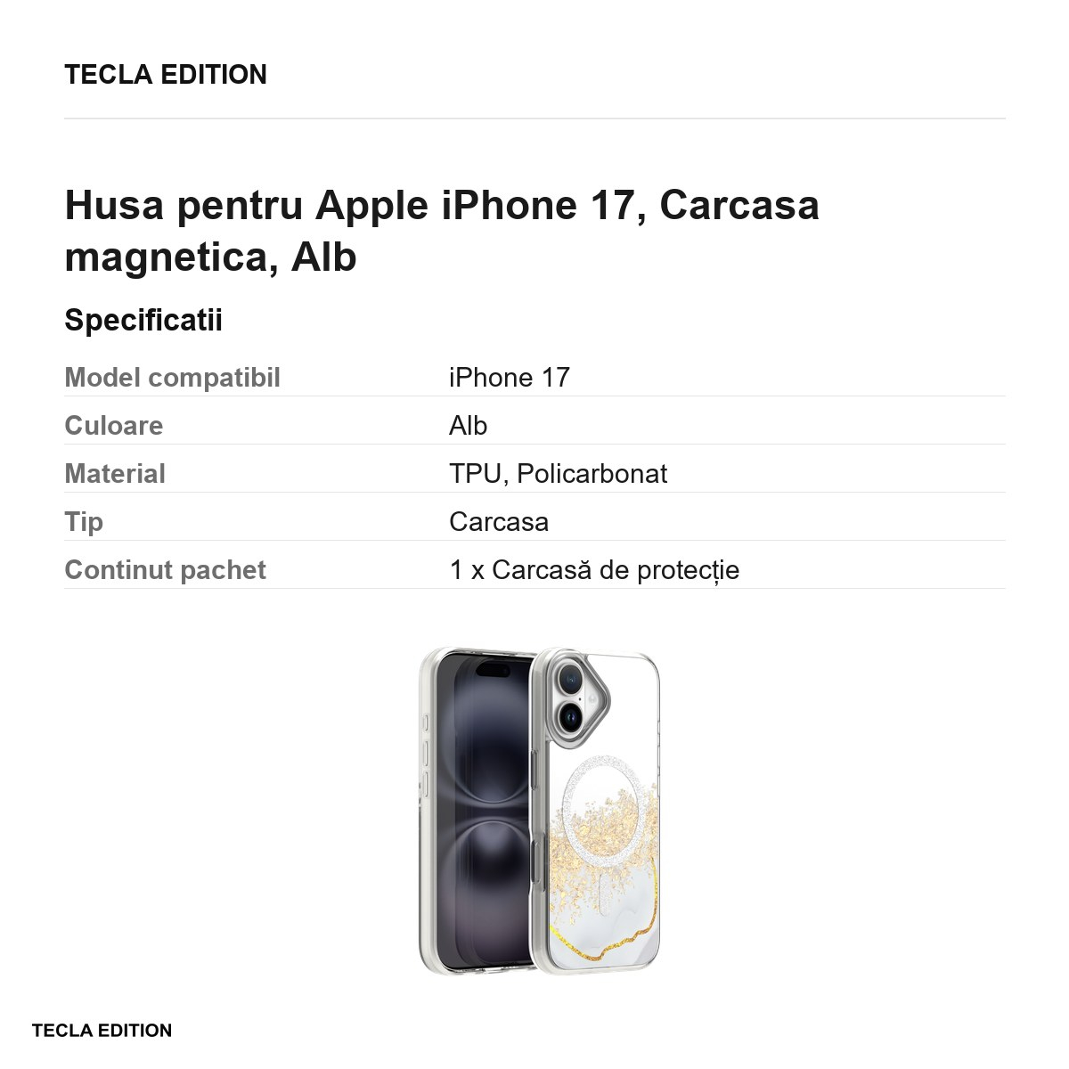 Husa pentru Apple iPhone 17, Carcasa magnetica, Alb [6]