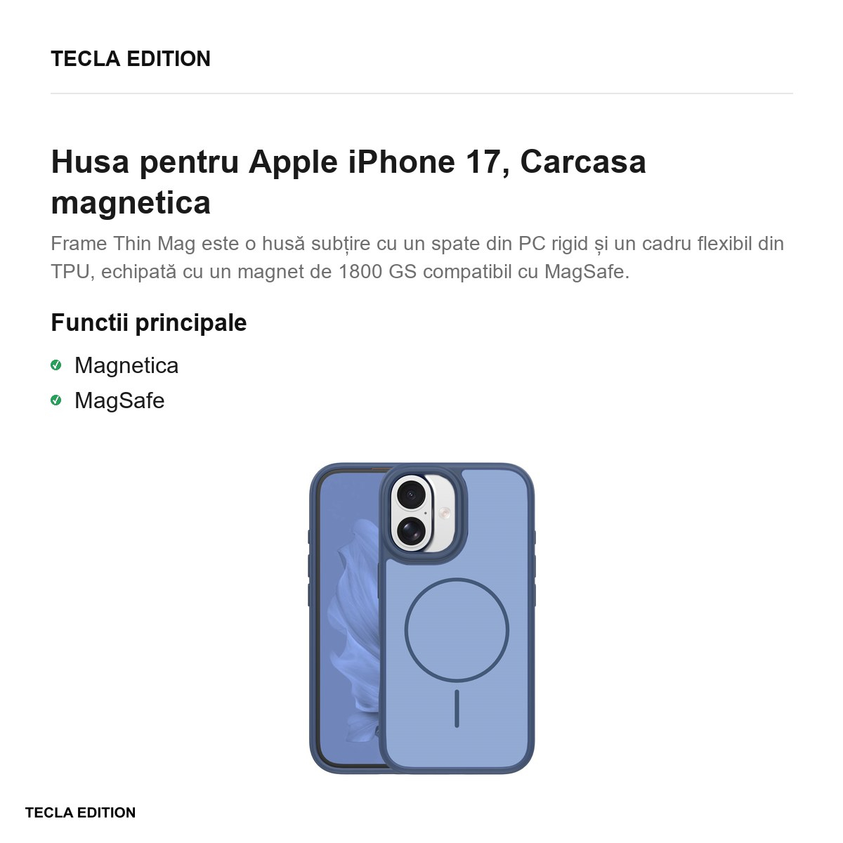 Husa pentru Apple iPhone 17, Carcasa magnetica, Albastru [2]