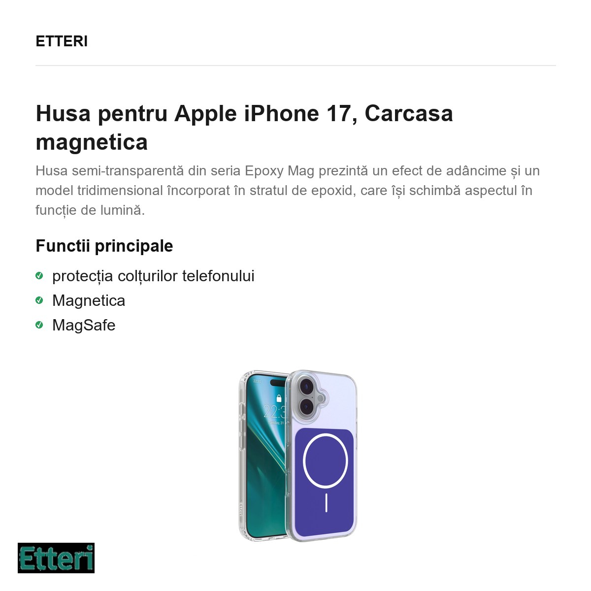 Husa pentru Apple iPhone 17, Carcasa magnetica, Albastru [3]