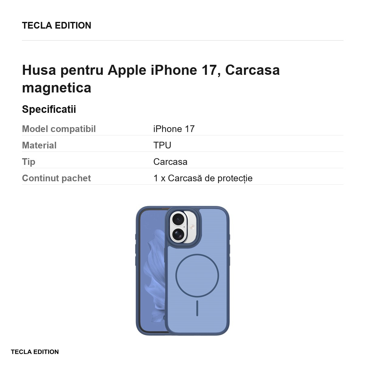 Husa pentru Apple iPhone 17, Carcasa magnetica, Albastru [3]