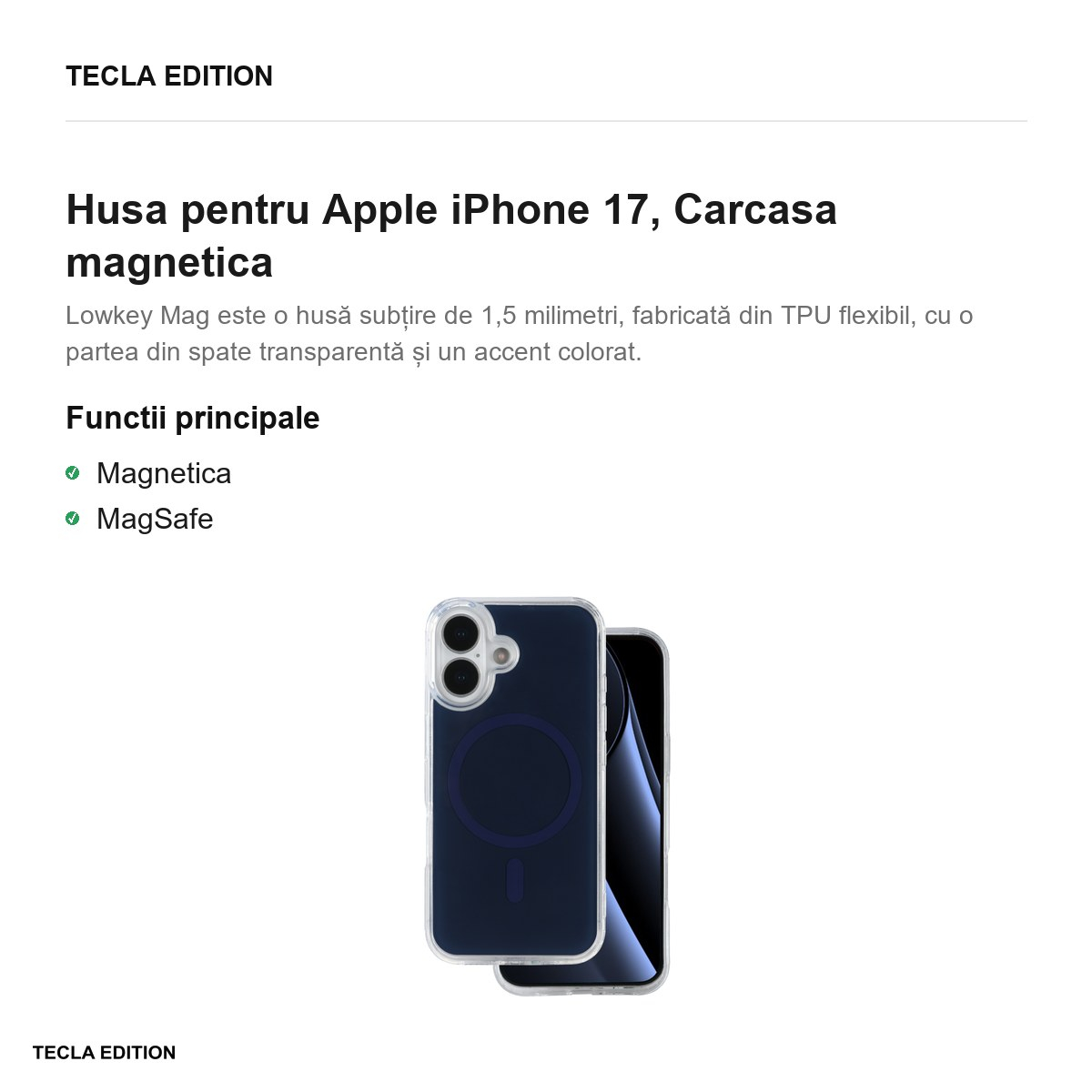 Husa pentru Apple iPhone 17, Carcasa magnetica, Albastru [2]