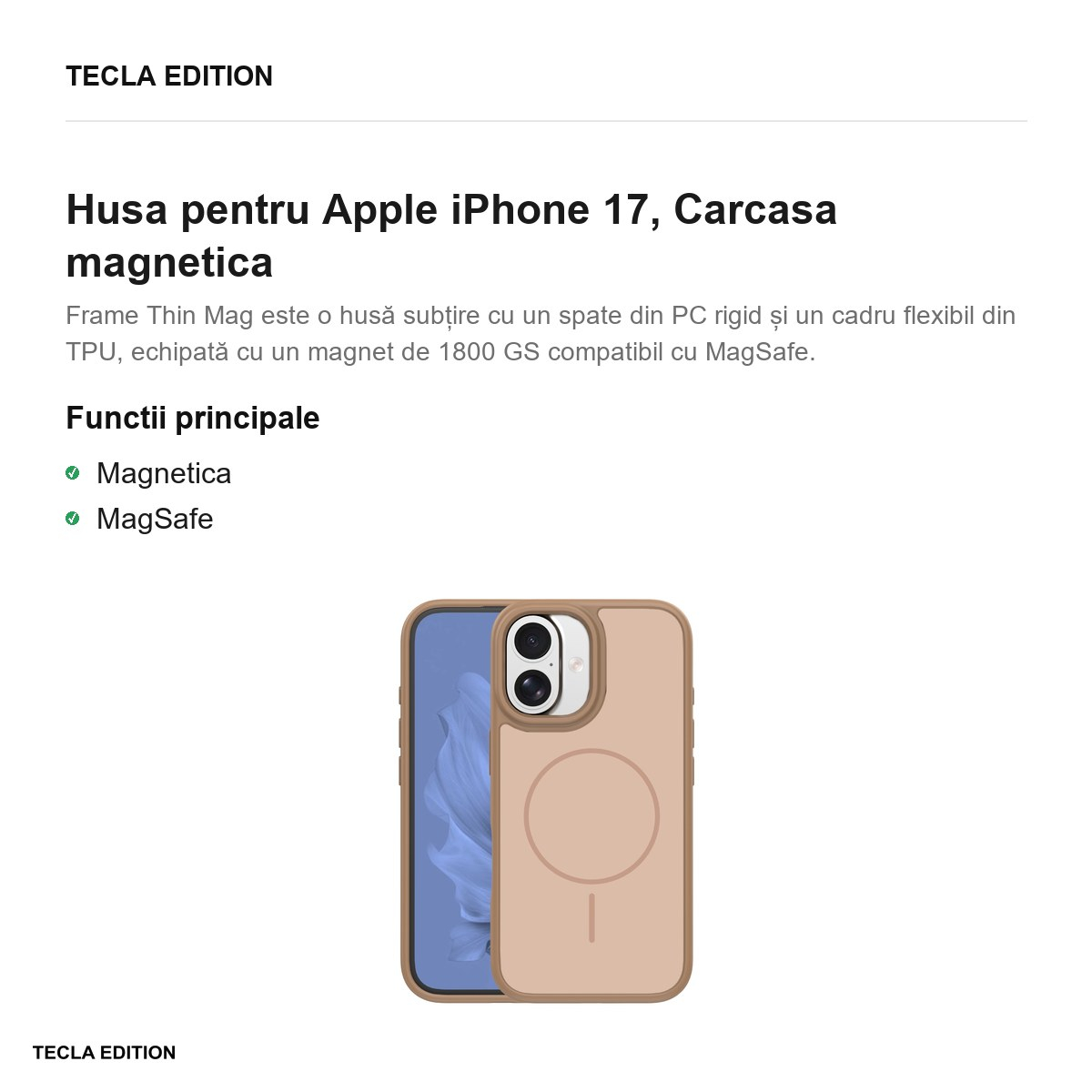 Husa pentru Apple iPhone 17, Carcasa magnetica, Maro [2]
