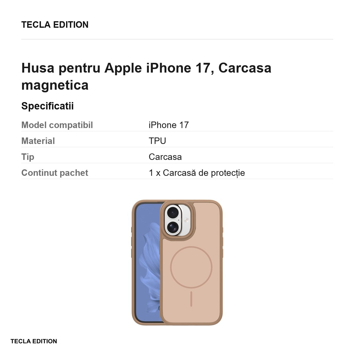 Husa pentru Apple iPhone 17, Carcasa magnetica, Maro [3]
