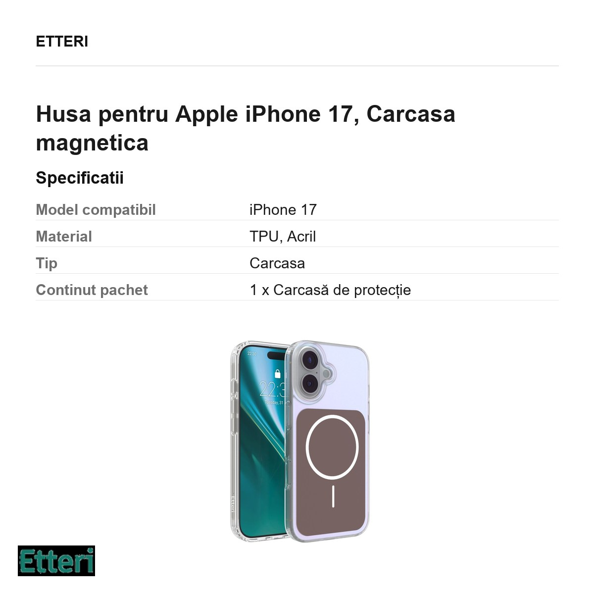 Husa pentru Apple iPhone 17, Carcasa magnetica, Maro [5]