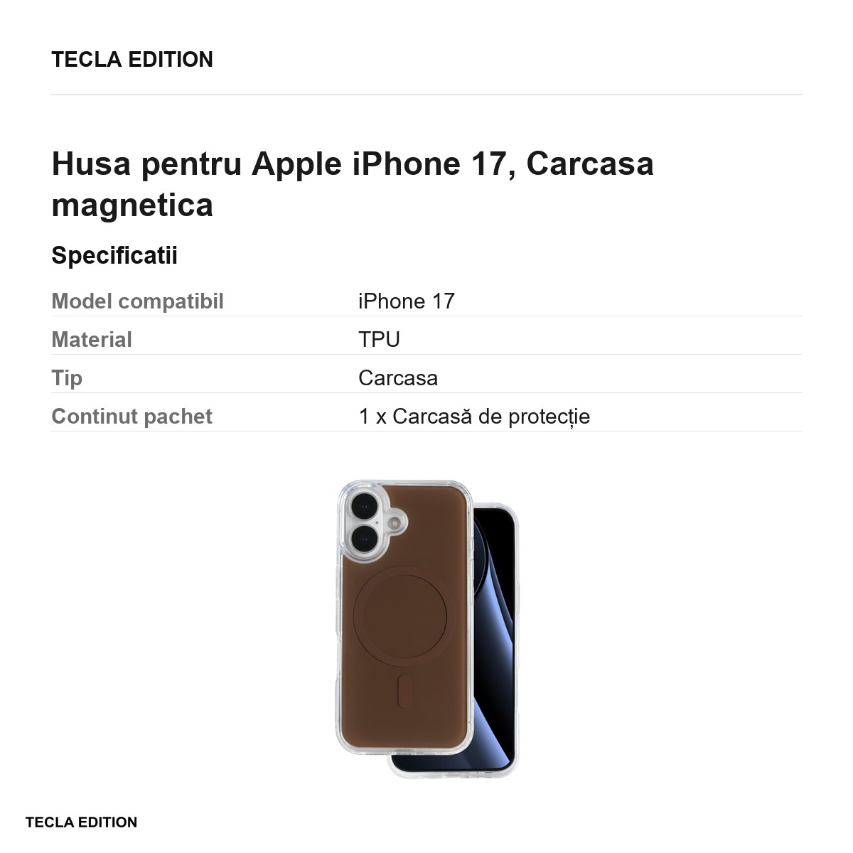 Husa pentru Apple iPhone 17, Carcasa magnetica, Maro [3]