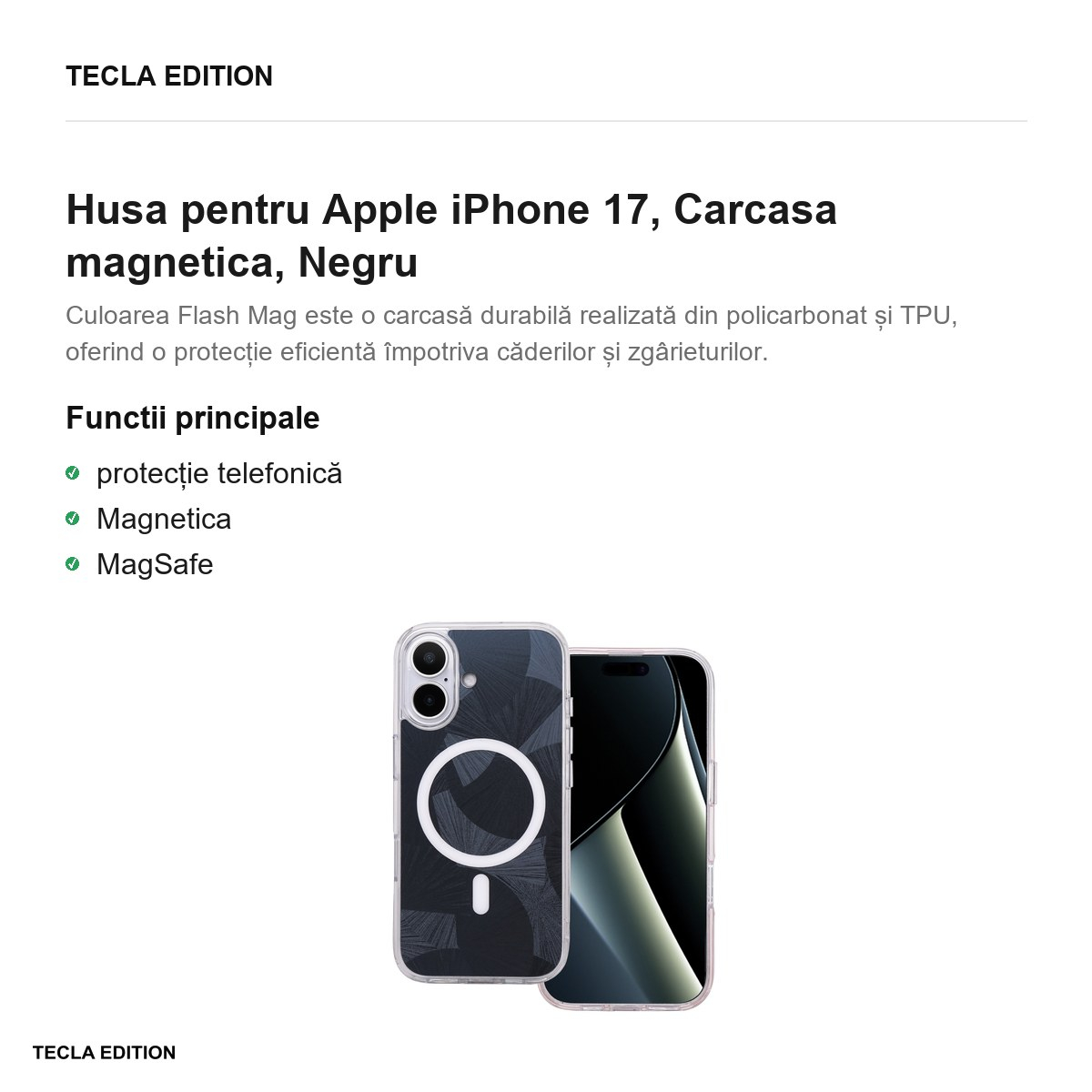 Husa pentru Apple iPhone 17, Carcasa magnetica, Negru [2]
