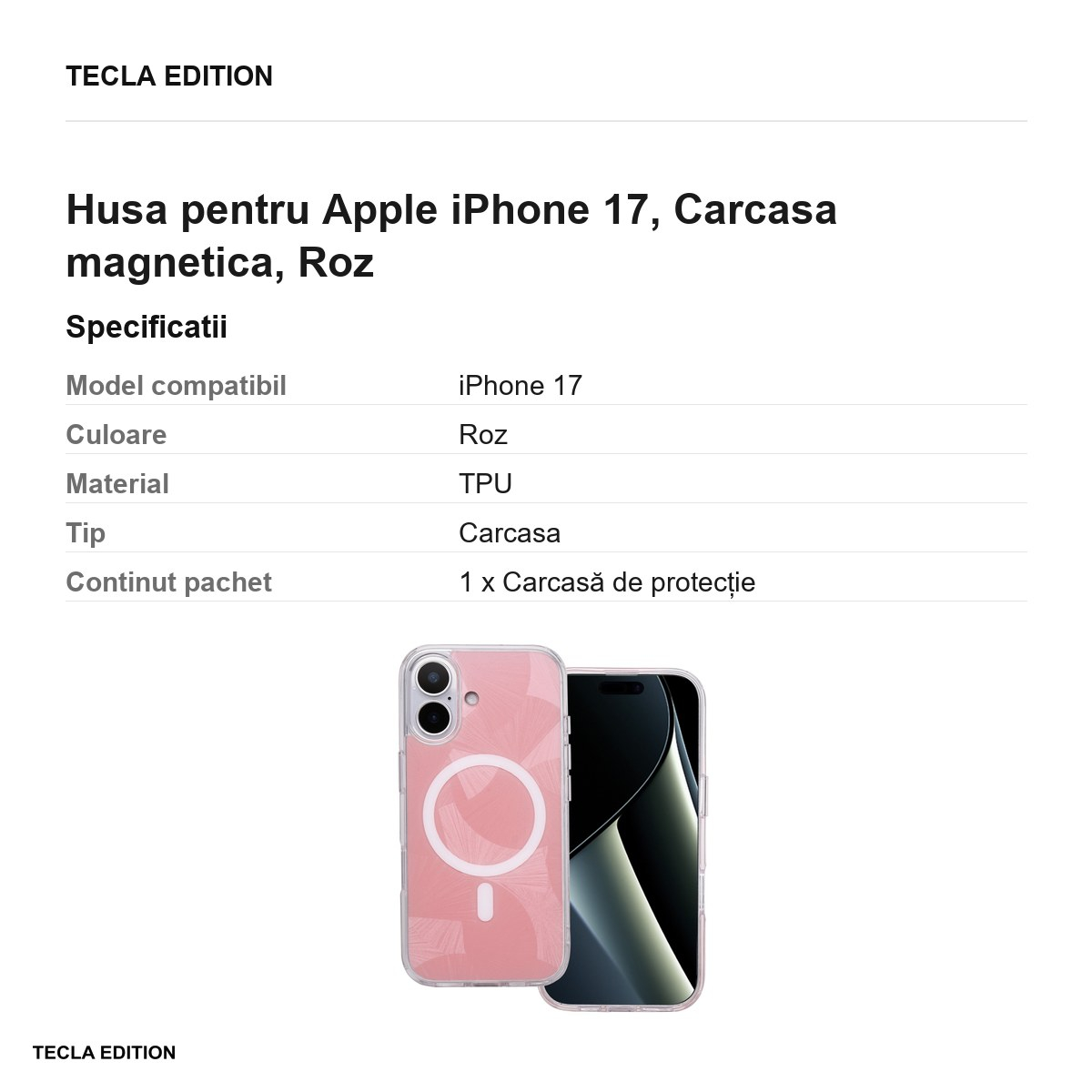 Husa pentru Apple iPhone 17, Carcasa magnetica, Roz [3]