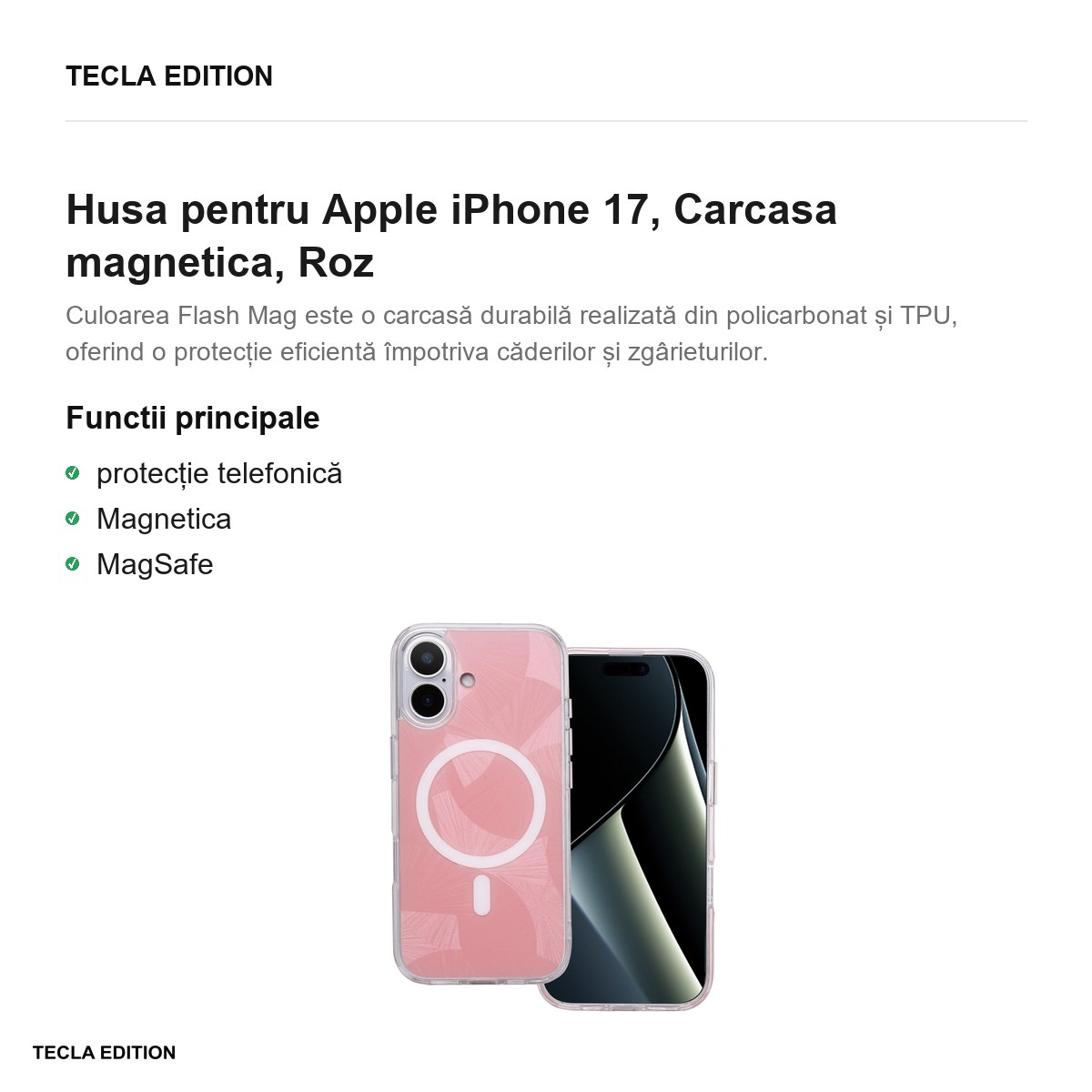 Husa pentru Apple iPhone 17, Carcasa magnetica, Roz [2]