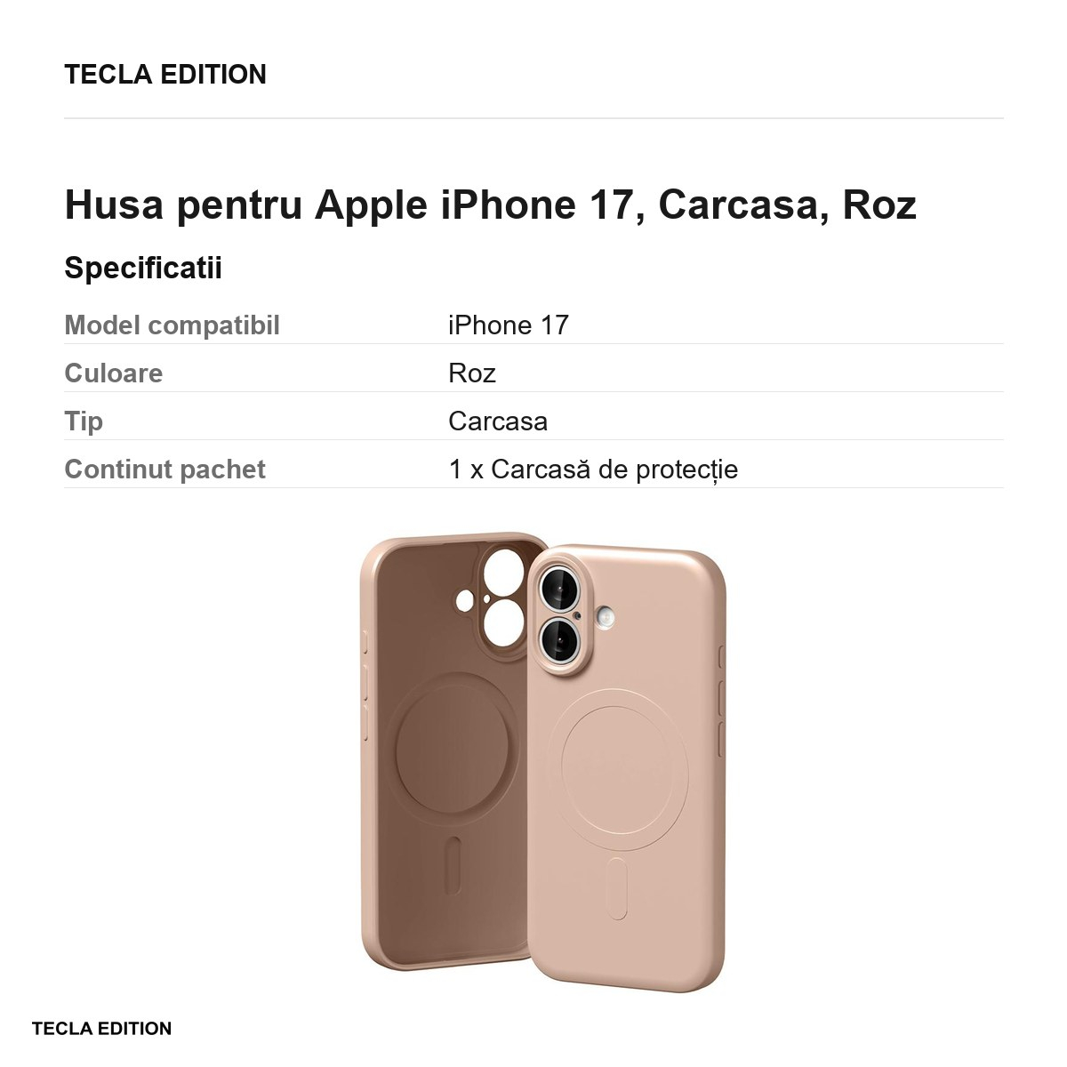 Husa pentru Apple iPhone 17, Carcasa, Roz [3]