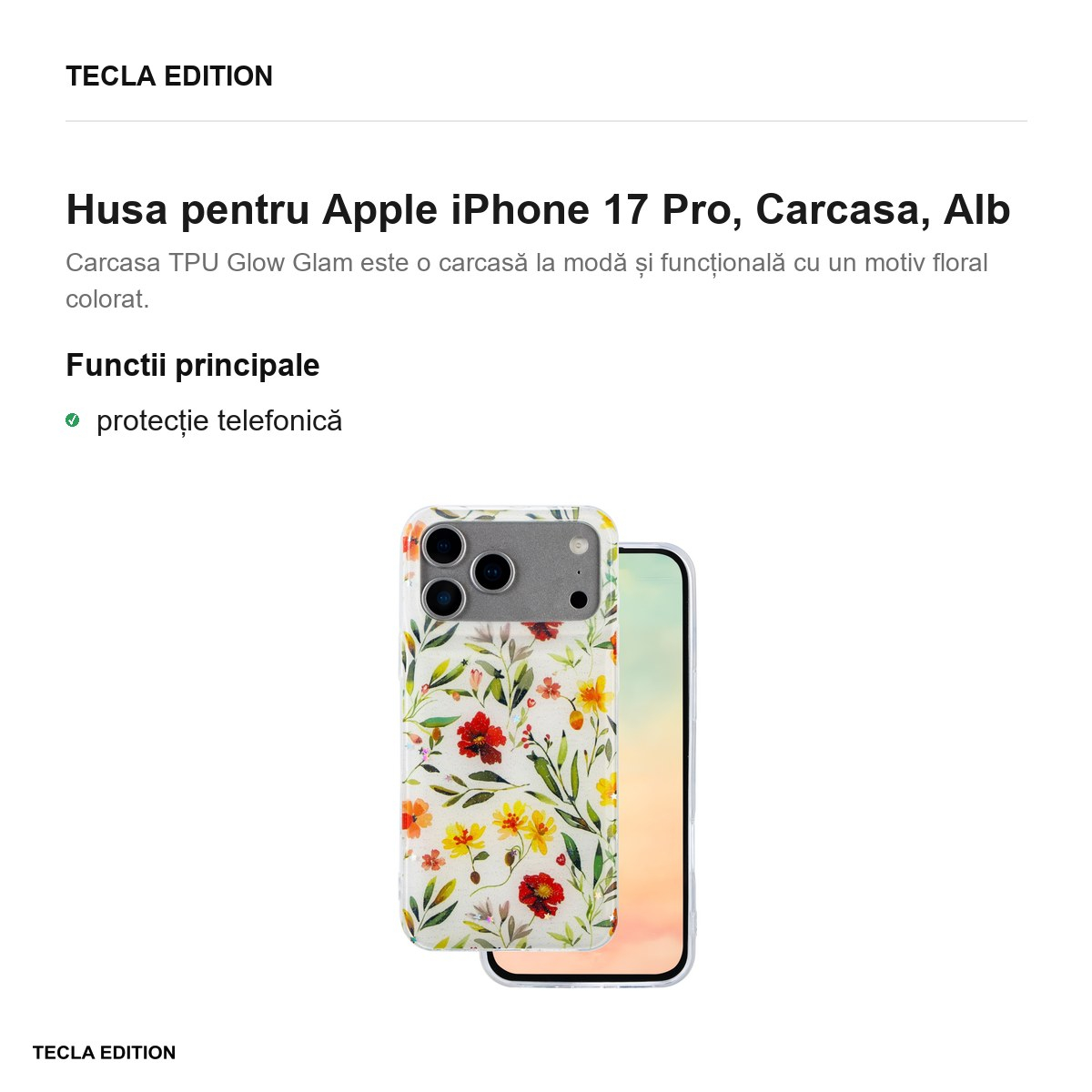 Husa pentru Apple iPhone 17 Pro, Carcasa, Alb [2]
