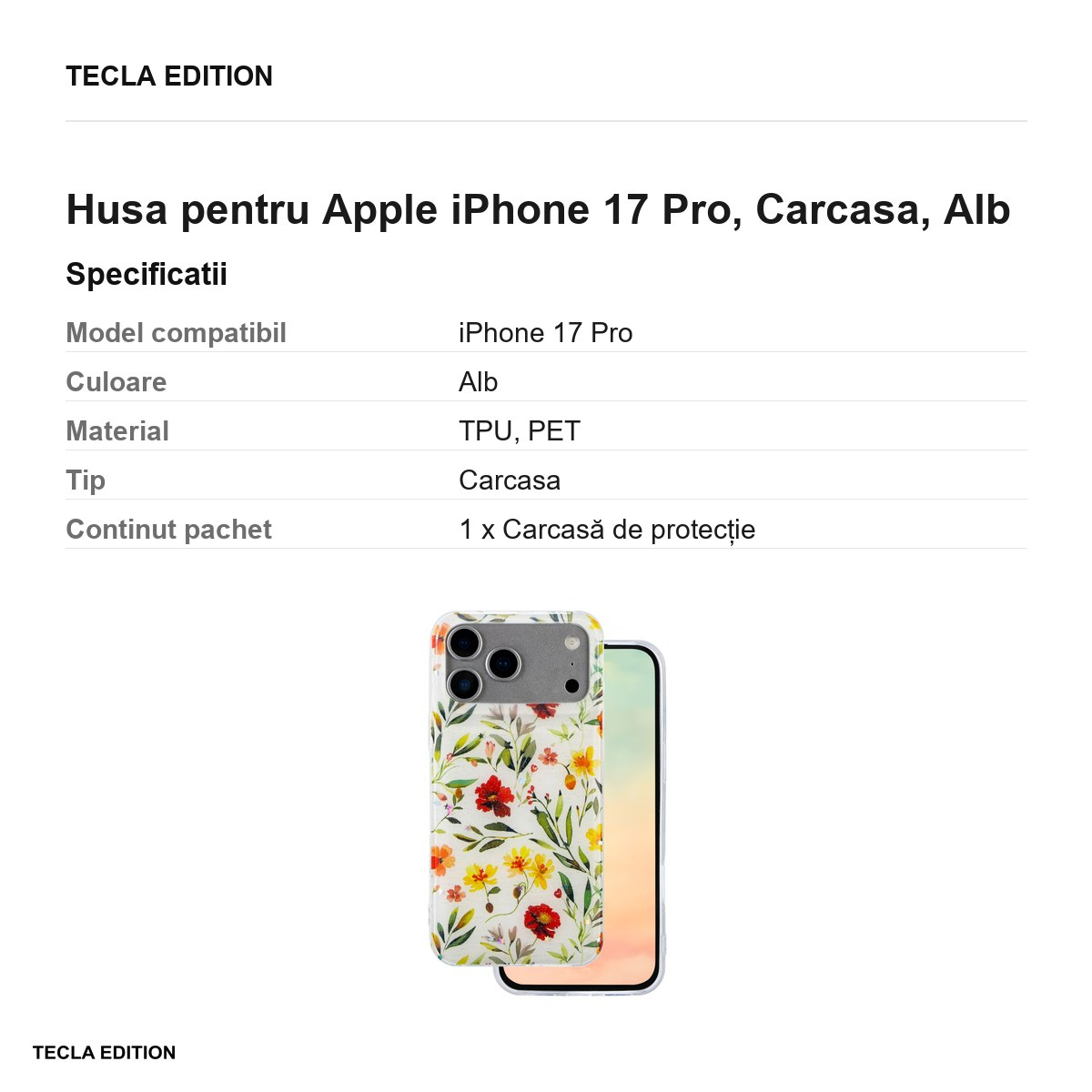 Husa pentru Apple iPhone 17 Pro, Carcasa, Alb [3]