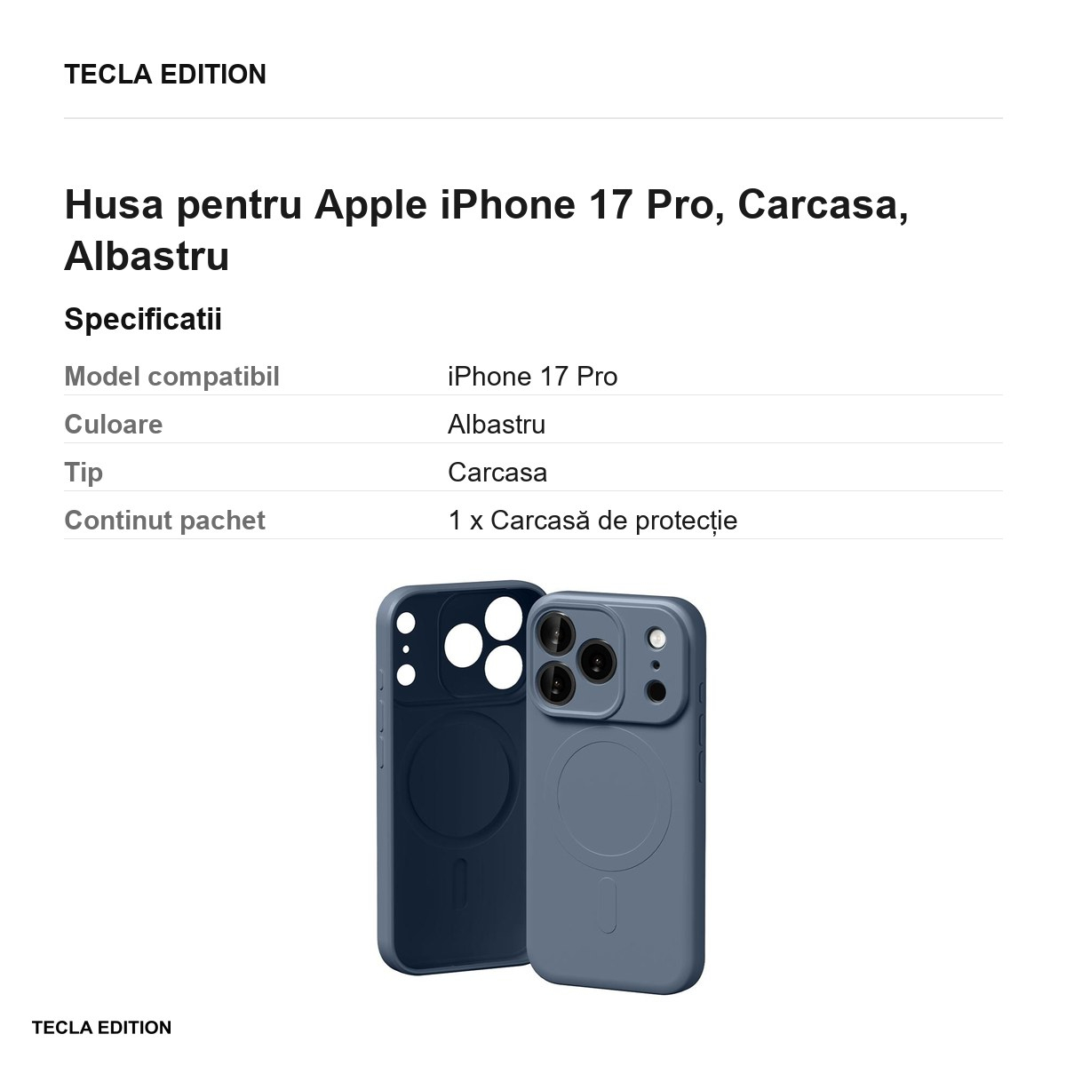 Husa pentru Apple iPhone 17 Pro, Carcasa, Albastru [3]