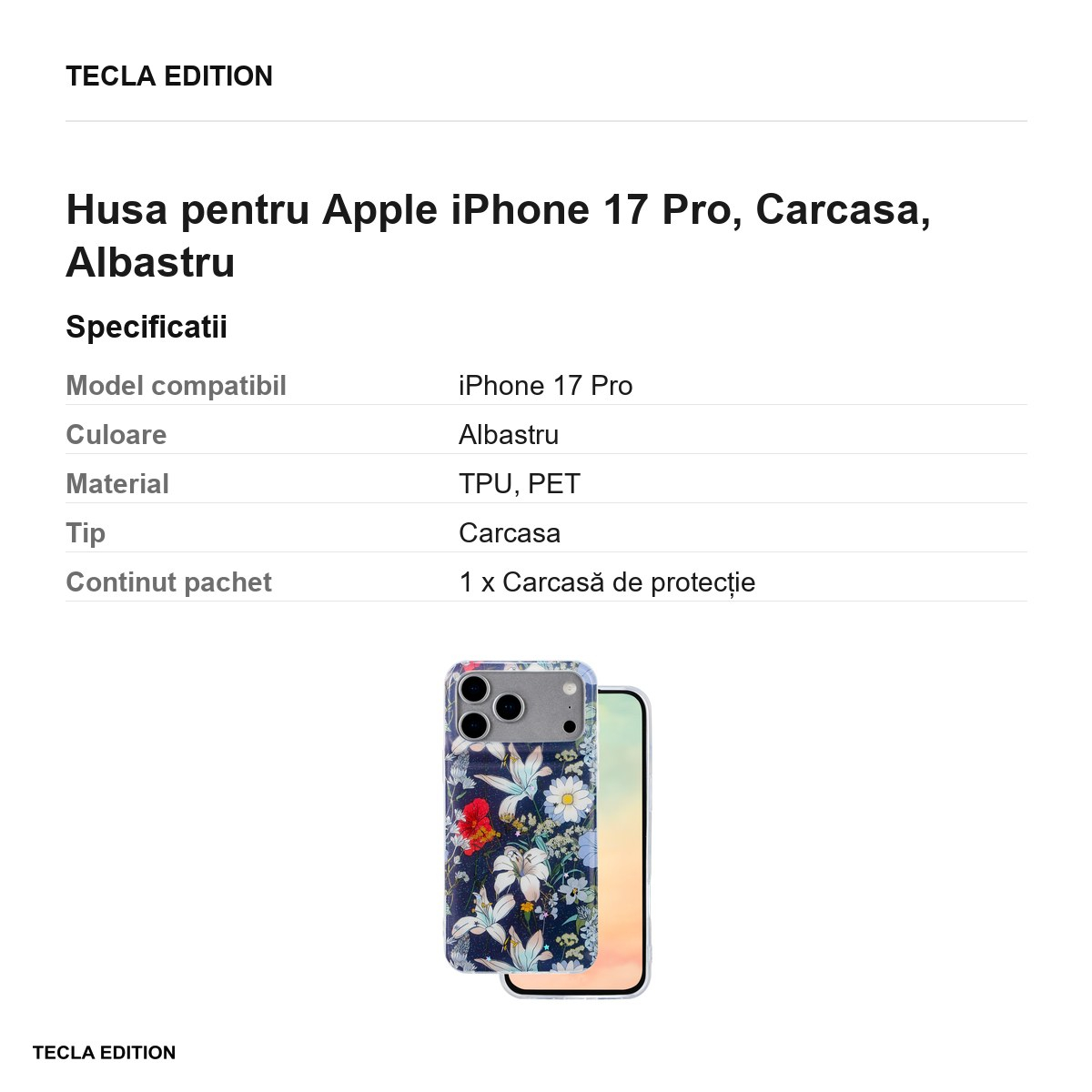Husa pentru Apple iPhone 17 Pro, Carcasa, Albastru [3]