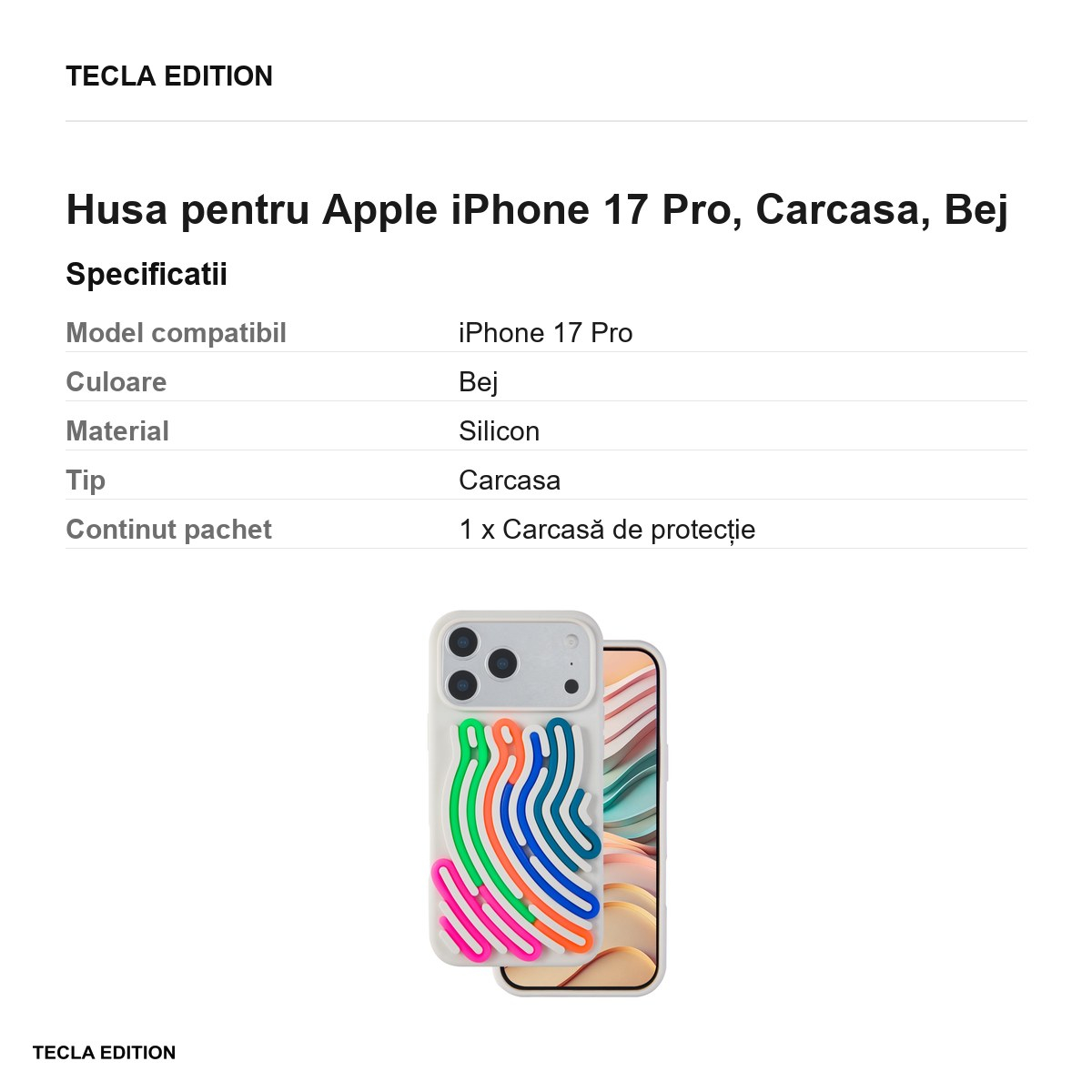 Husa pentru Apple iPhone 17 Pro, Carcasa, Bej [6]