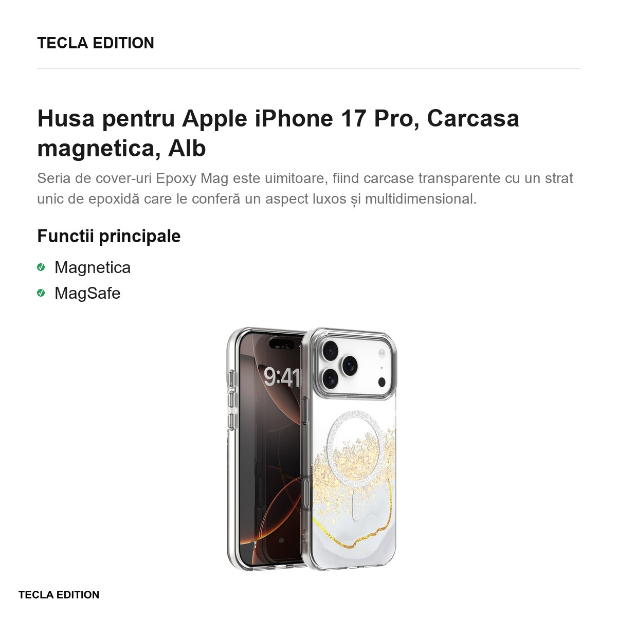 Husa pentru Apple iPhone 17 Pro, Carcasa magnetica, Alb [4]