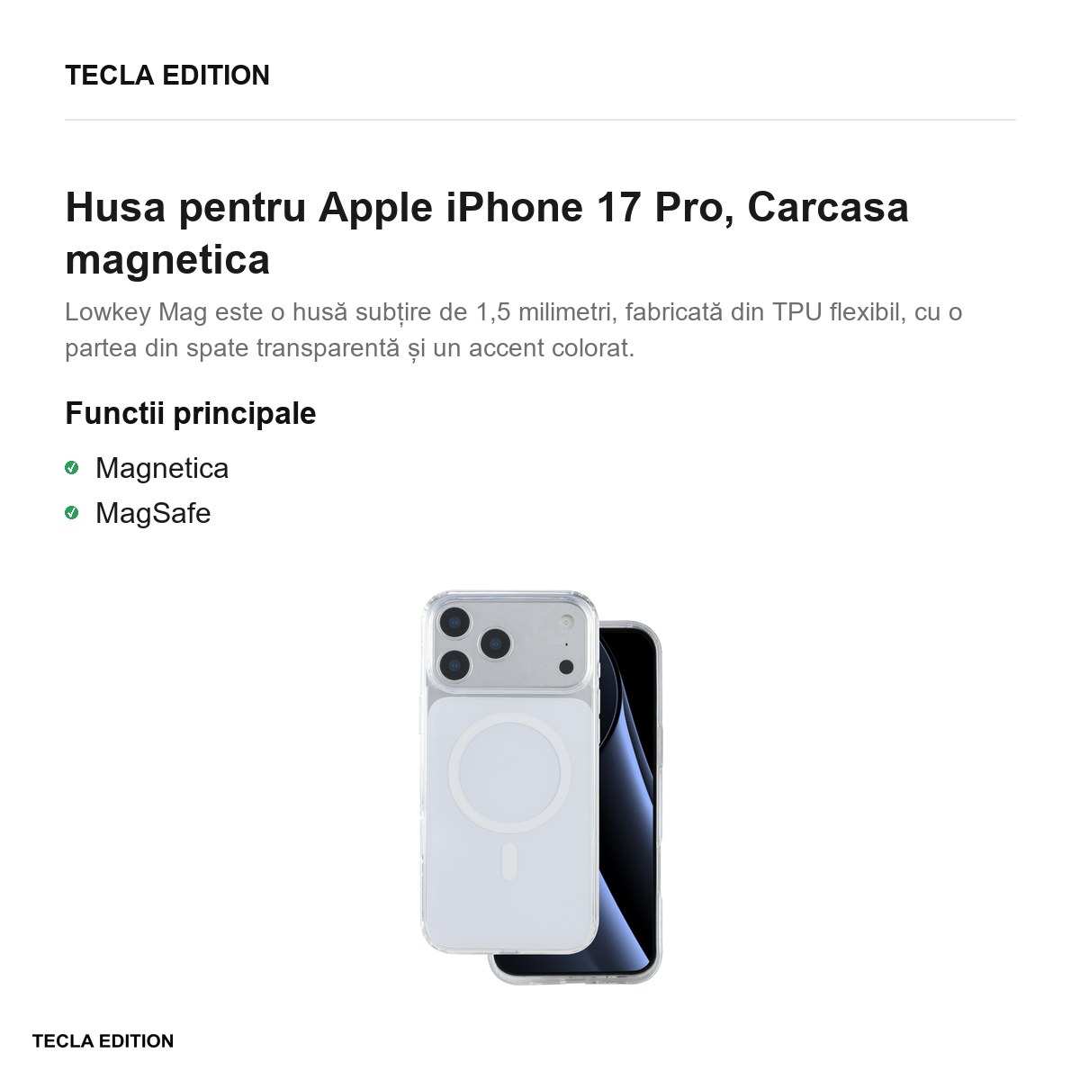 Husa pentru Apple iPhone 17 Pro, Carcasa magnetica, Alb [2]