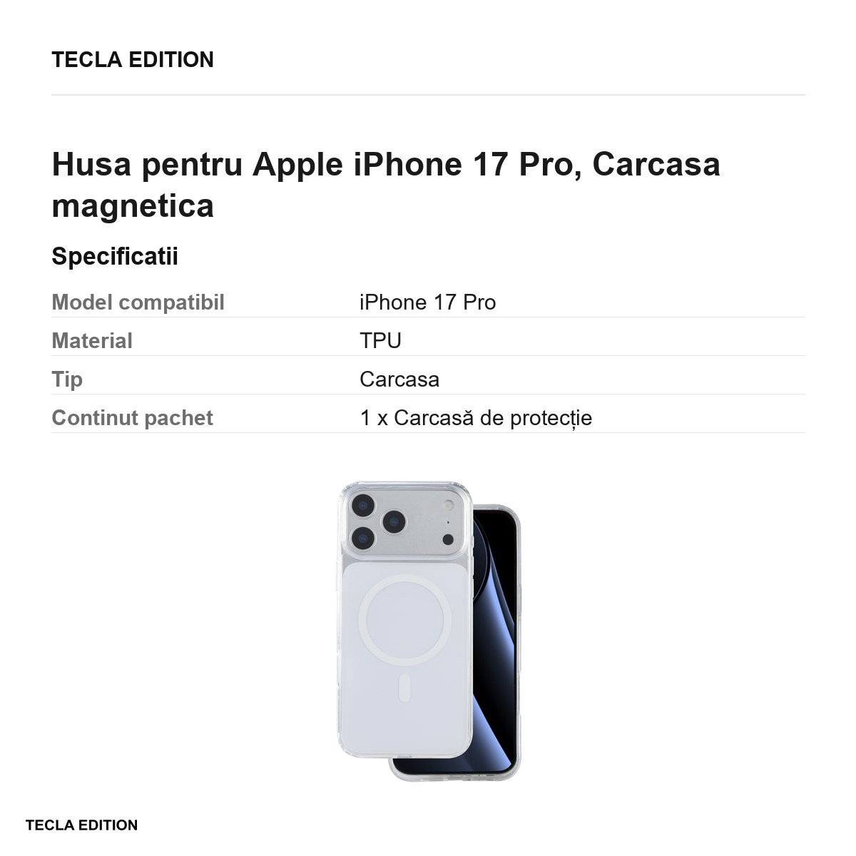 Husa pentru Apple iPhone 17 Pro, Carcasa magnetica, Alb [3]