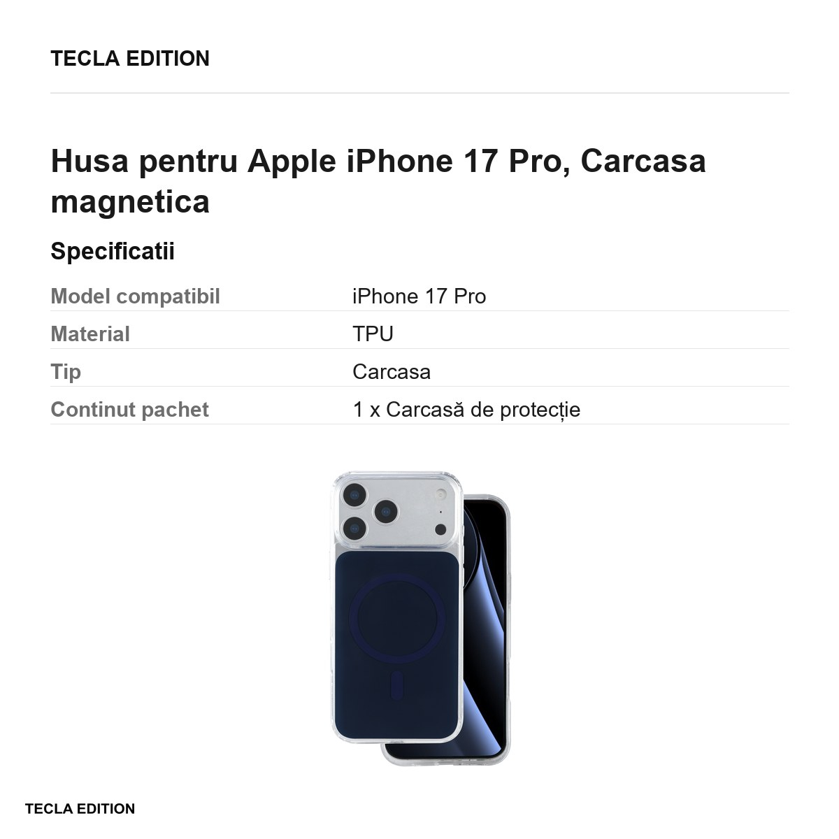Husa pentru Apple iPhone 17 Pro, Carcasa magnetica, Albastru [3]