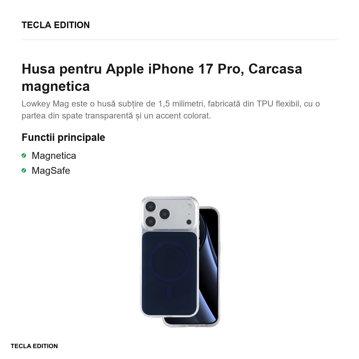 Husa pentru Apple iPhone 17 Pro, Carcasa magnetica, Albastru [2]