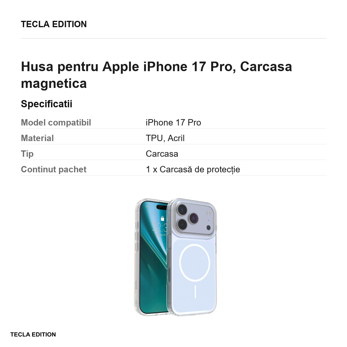 Husa pentru Apple iPhone 17 Pro, Carcasa magnetica, Albastru [5]