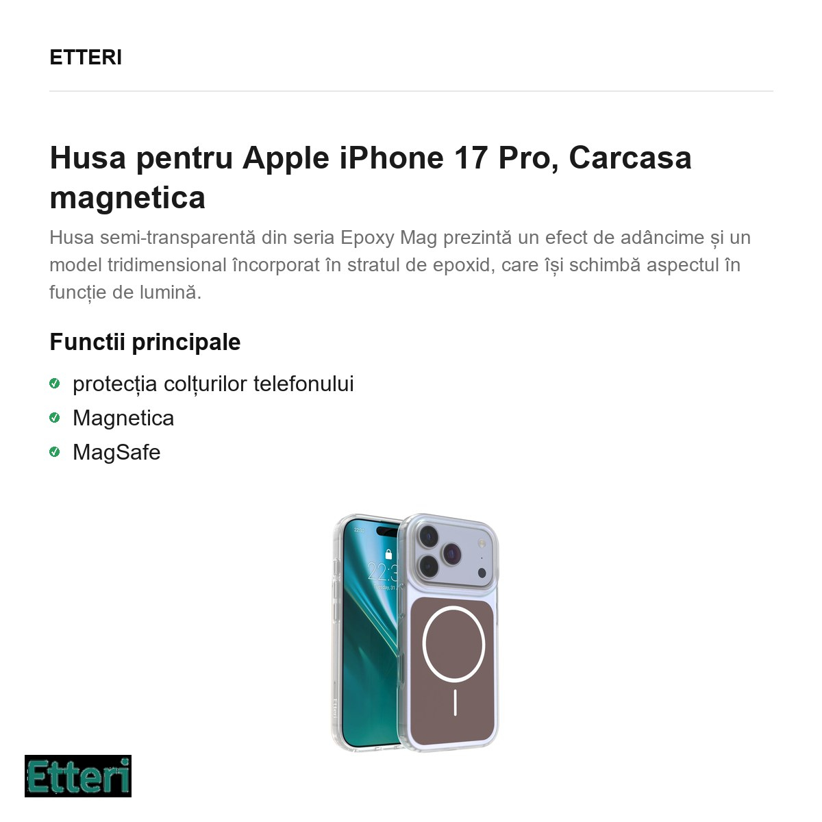 Husa pentru Apple iPhone 17 Pro, Carcasa magnetica, Maro [4]