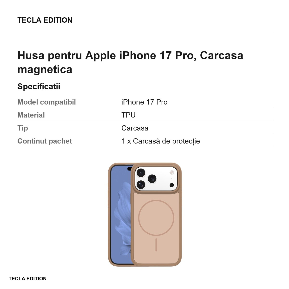 Husa pentru Apple iPhone 17 Pro, Carcasa magnetica, Maro [3]
