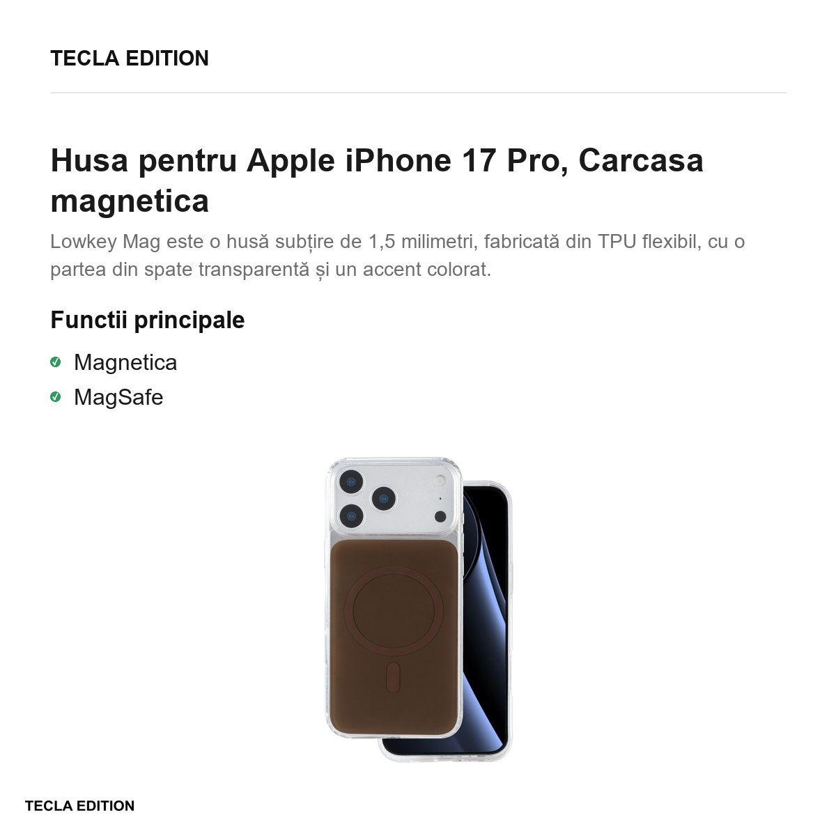 Husa pentru Apple iPhone 17 Pro, Carcasa magnetica, Maro [2]
