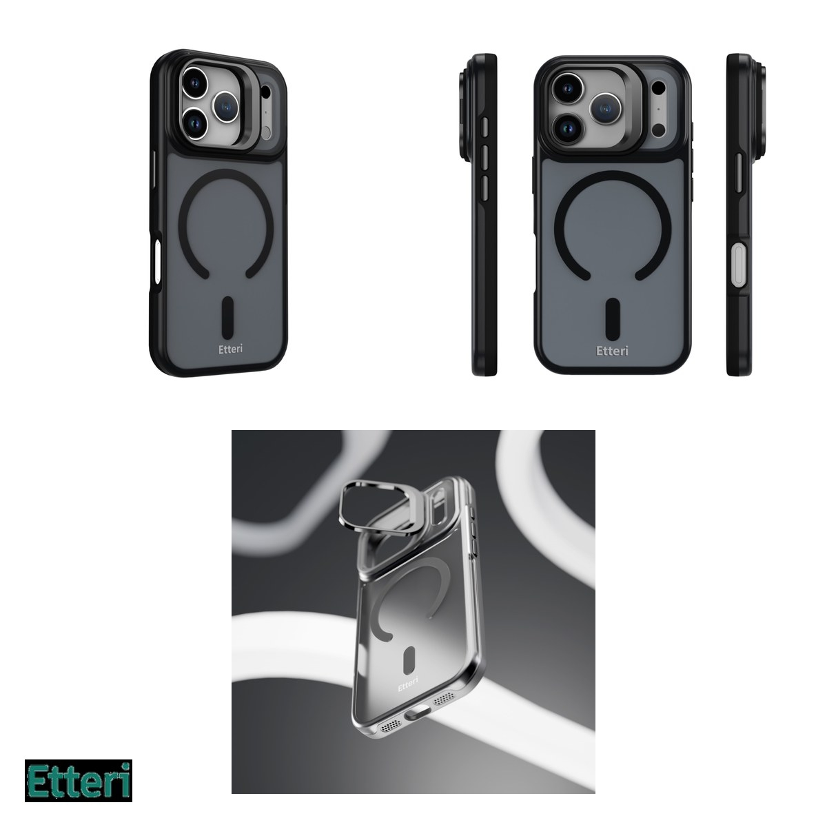 Husa pentru Apple iPhone 17 Pro, Carcasa magnetica, Negru [4]