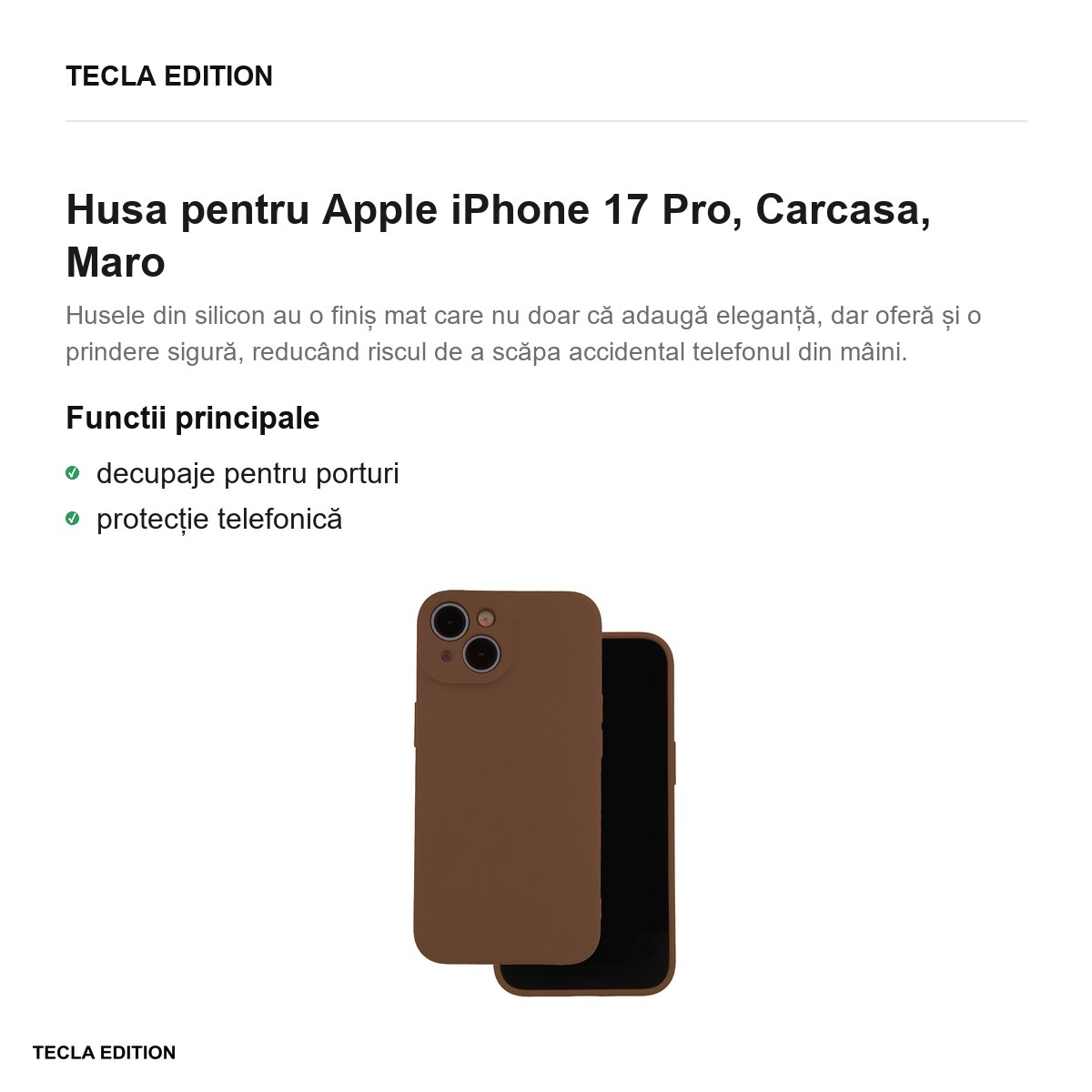 Husa pentru Apple iPhone 17 Pro, Carcasa, Maro [4]