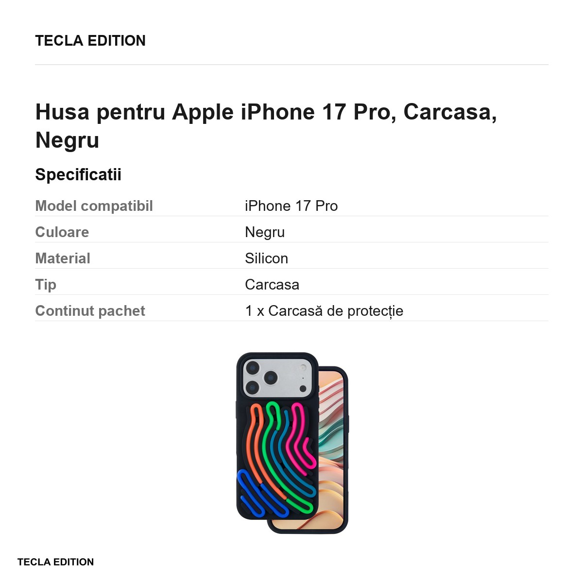Husa pentru Apple iPhone 17 Pro, Carcasa, Negru [3]