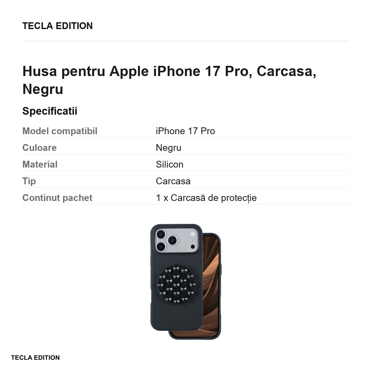 Husa pentru Apple iPhone 17 Pro, Carcasa, Negru [3]