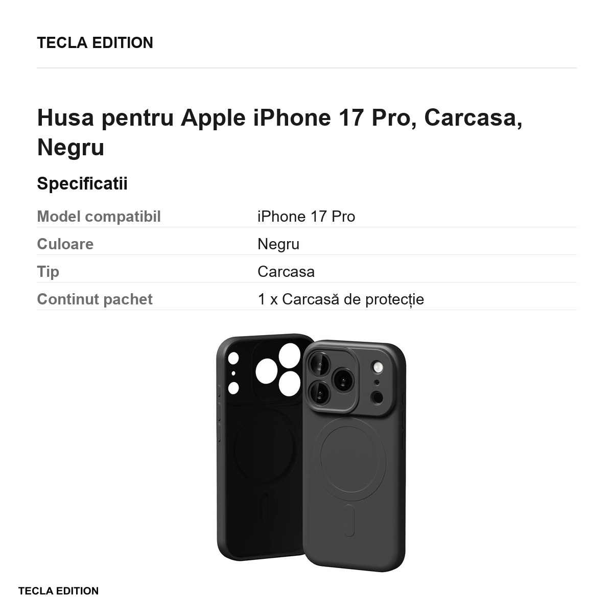 Husa pentru Apple iPhone 17 Pro, Carcasa, Negru [3]