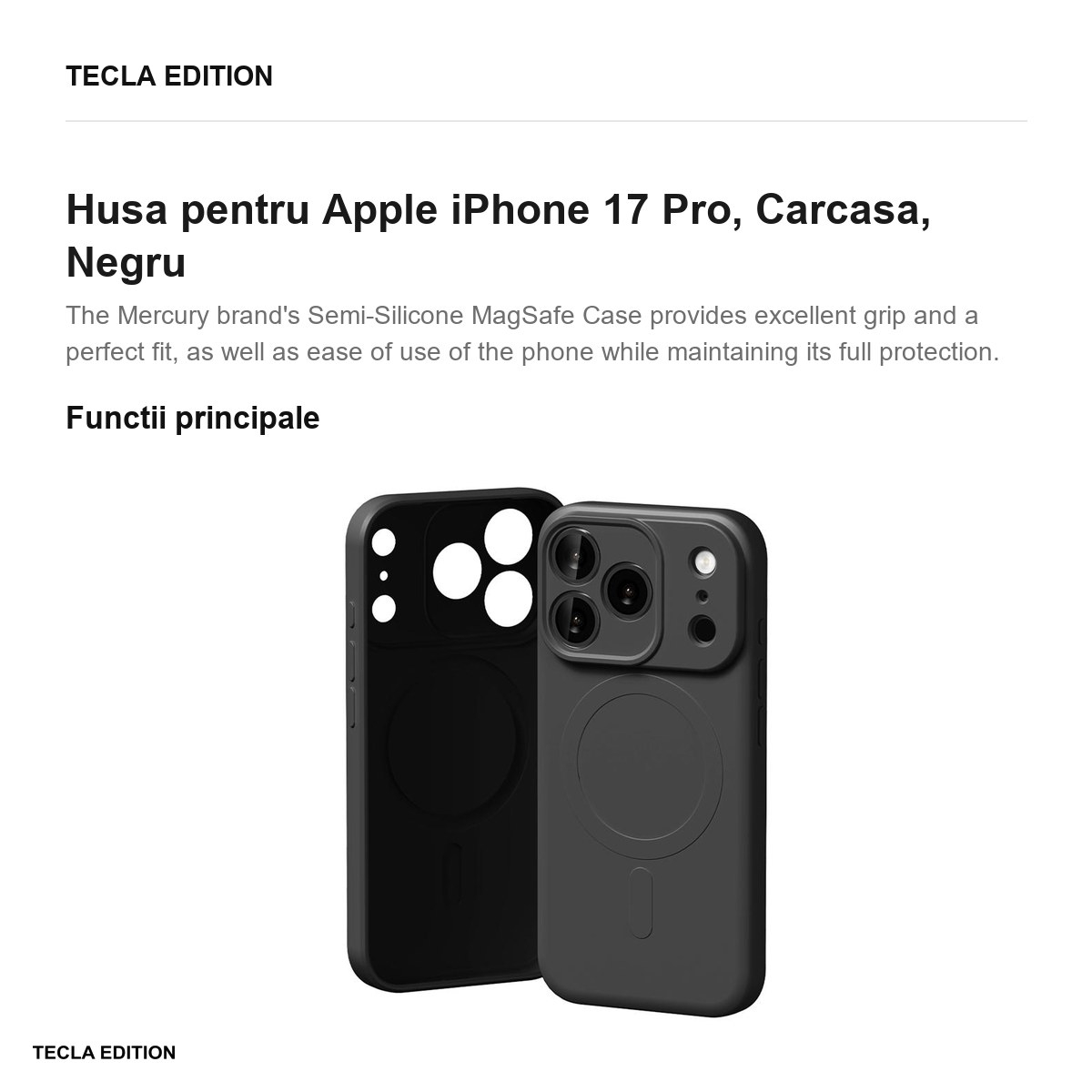Husa pentru Apple iPhone 17 Pro, Carcasa, Negru [2]