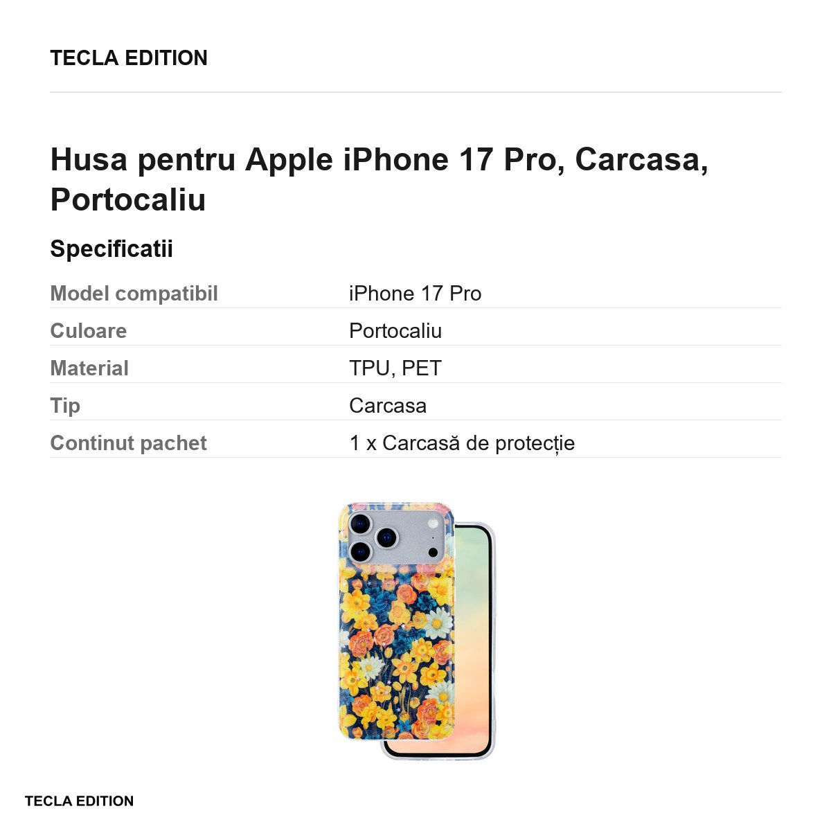 Husa pentru Apple iPhone 17 Pro, Carcasa, Portocaliu [3]