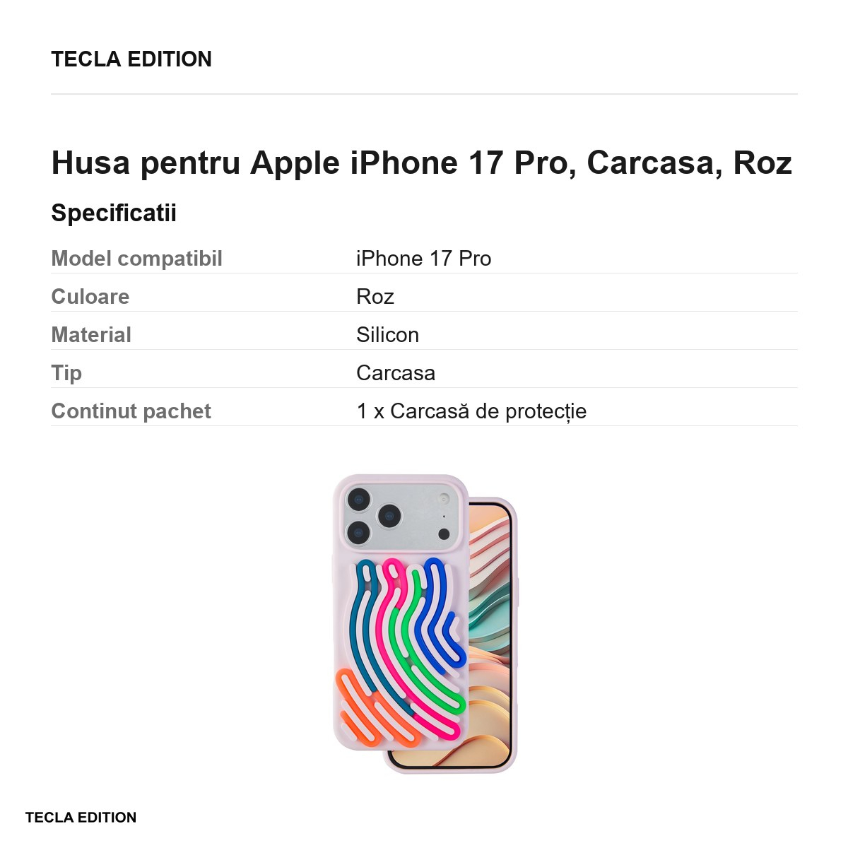 Husa pentru Apple iPhone 17 Pro, Carcasa, Roz [6]