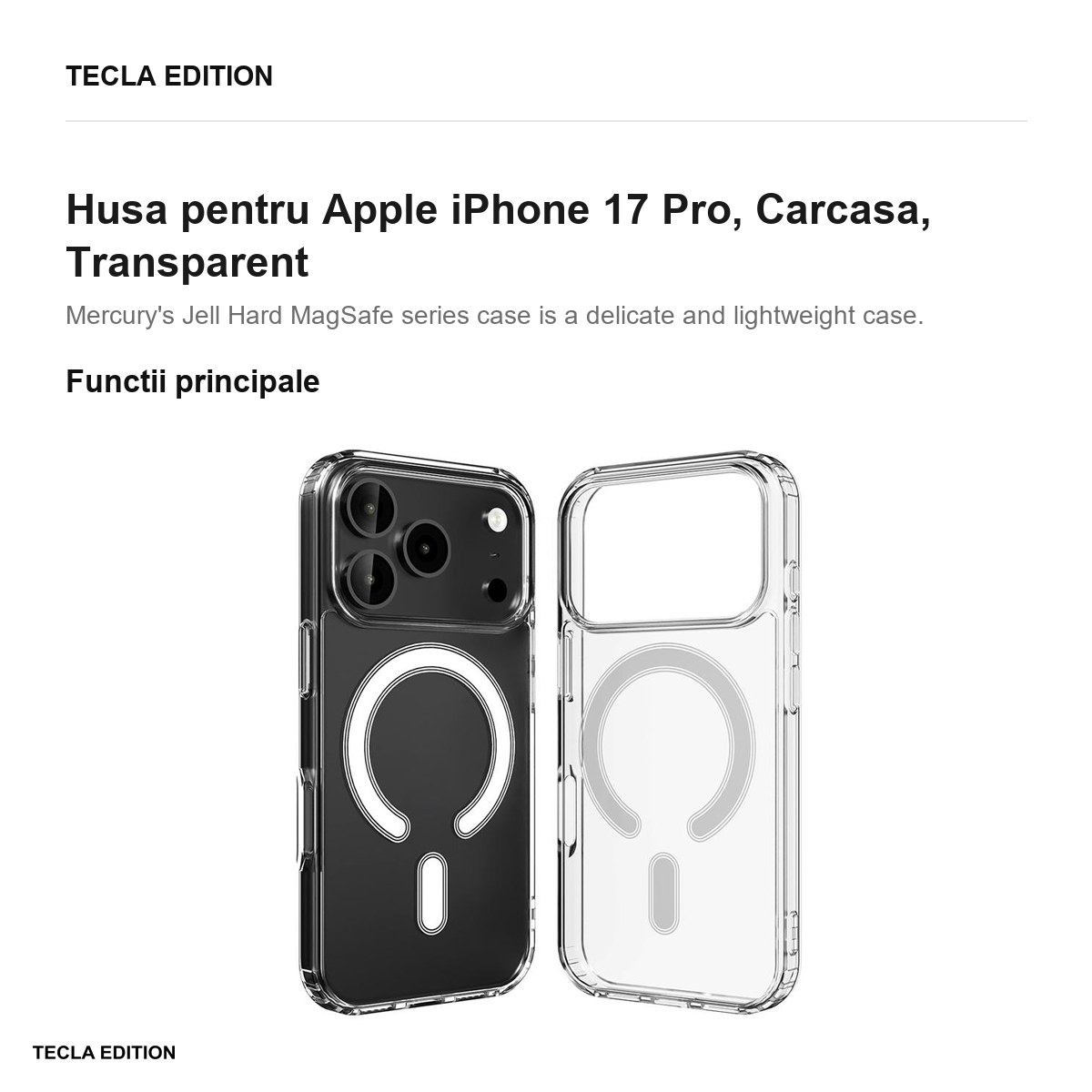 Husa pentru Apple iPhone 17 Pro, Carcasa, Transparent [2]