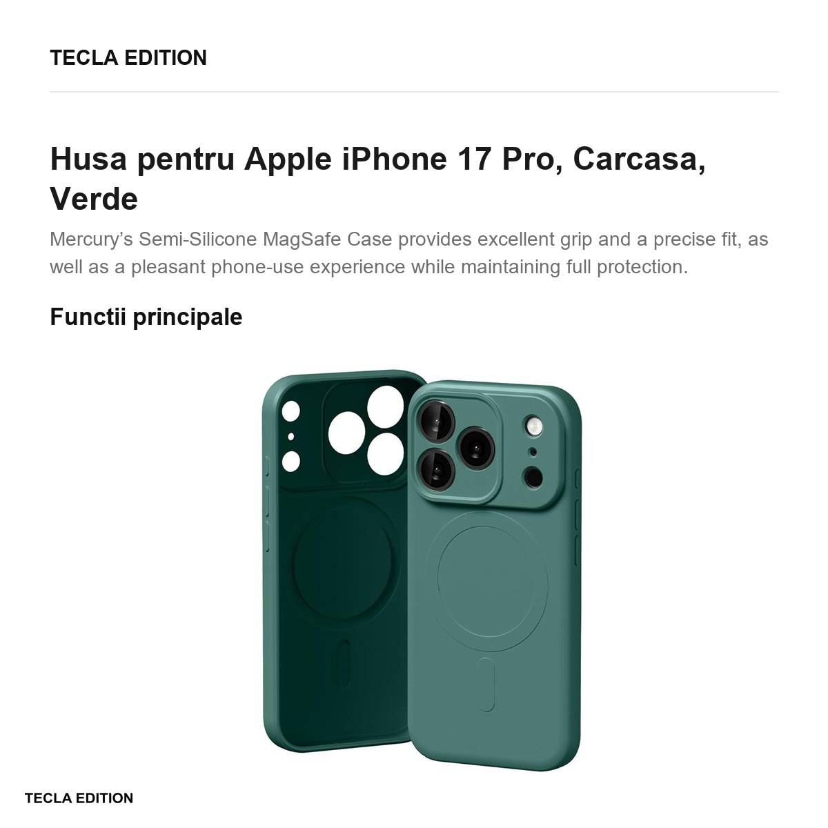 Husa pentru Apple iPhone 17 Pro, Carcasa, Verde [2]