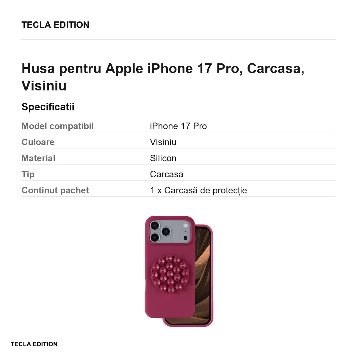 Husa pentru Apple iPhone 17 Pro, Carcasa, Visiniu [3]
