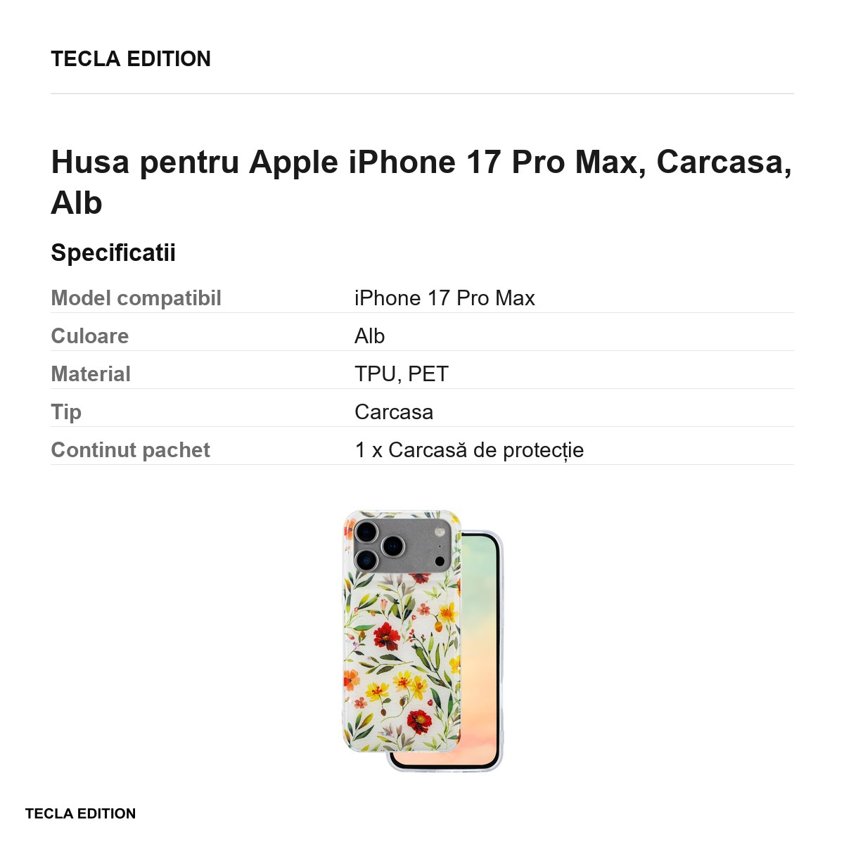 Husa pentru Apple iPhone 17 Pro Max, Carcasa, Alb [3]