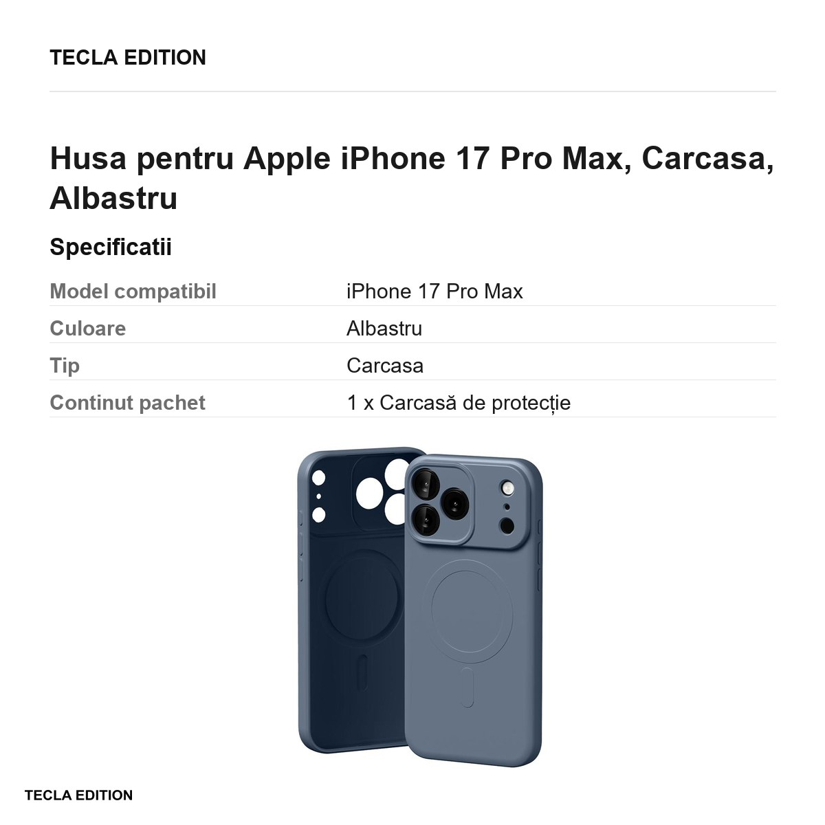 Husa pentru Apple iPhone 17 Pro Max, Carcasa, Albastru [3]