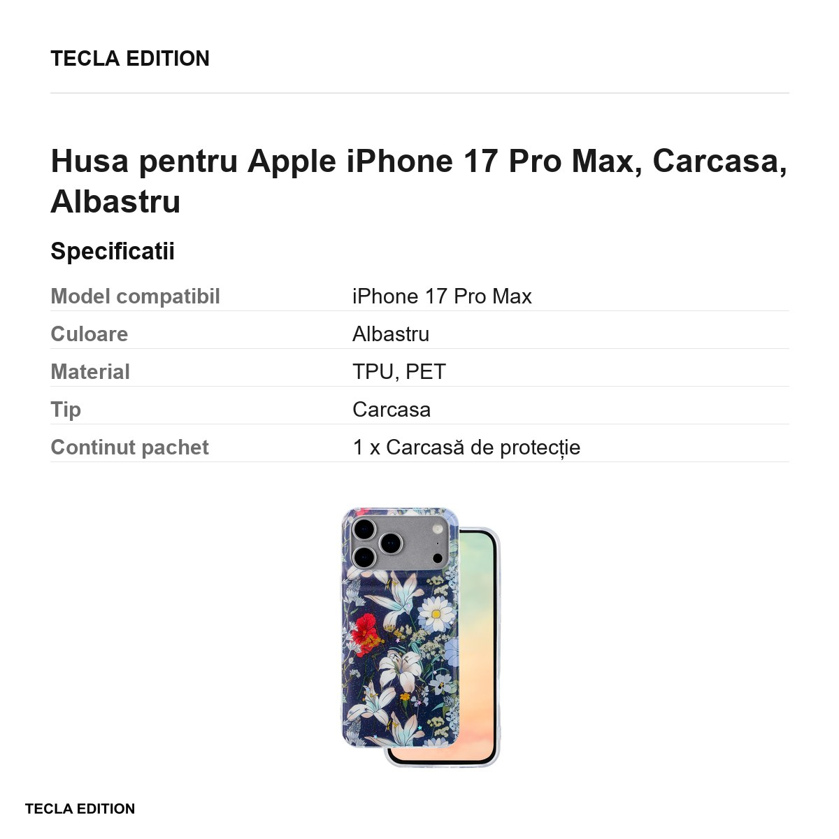 Husa pentru Apple iPhone 17 Pro Max, Carcasa, Albastru [3]