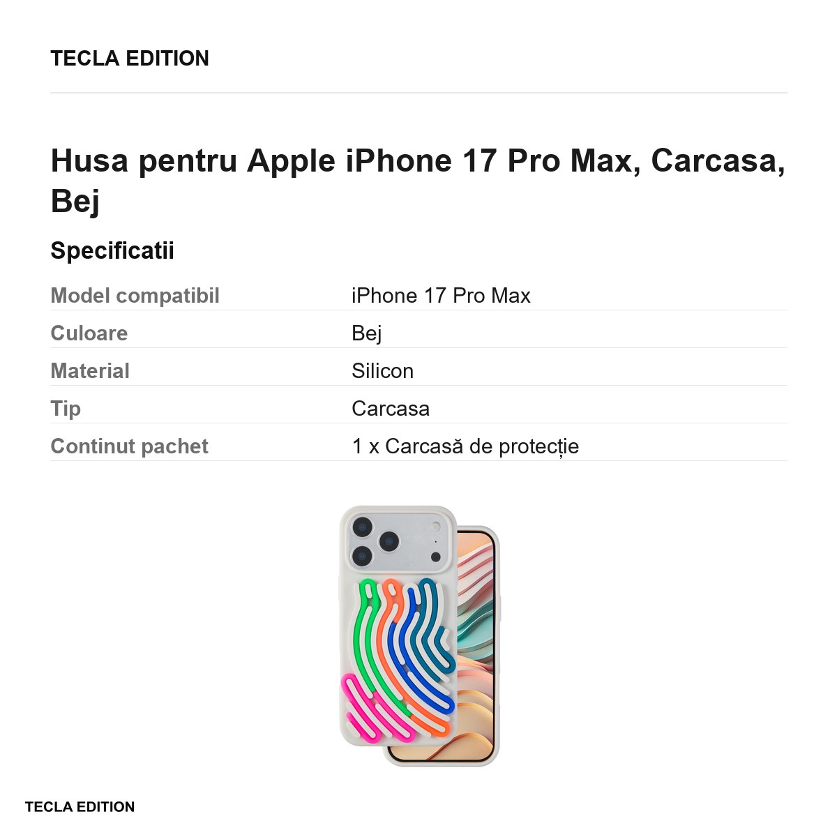 Husa pentru Apple iPhone 17 Pro Max, Carcasa, Bej [6]