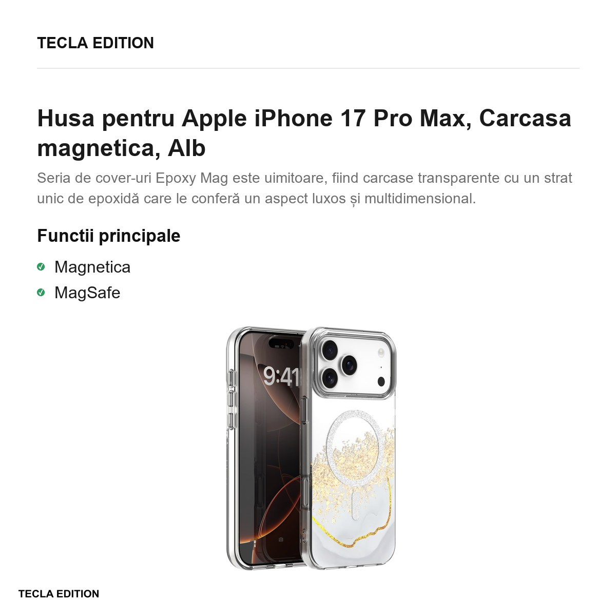 Husa pentru Apple iPhone 17 Pro Max, Carcasa magnetica, Alb [4]